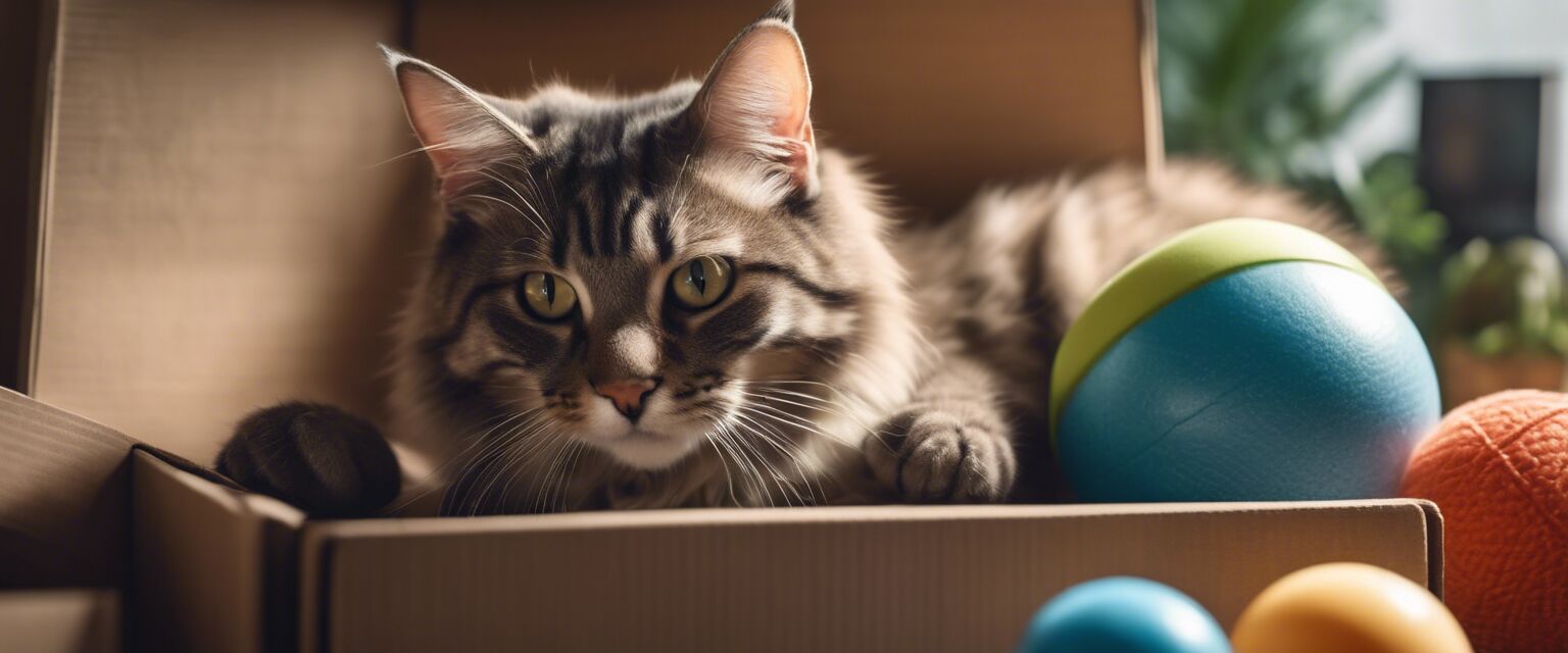 Cat looking into a toy box