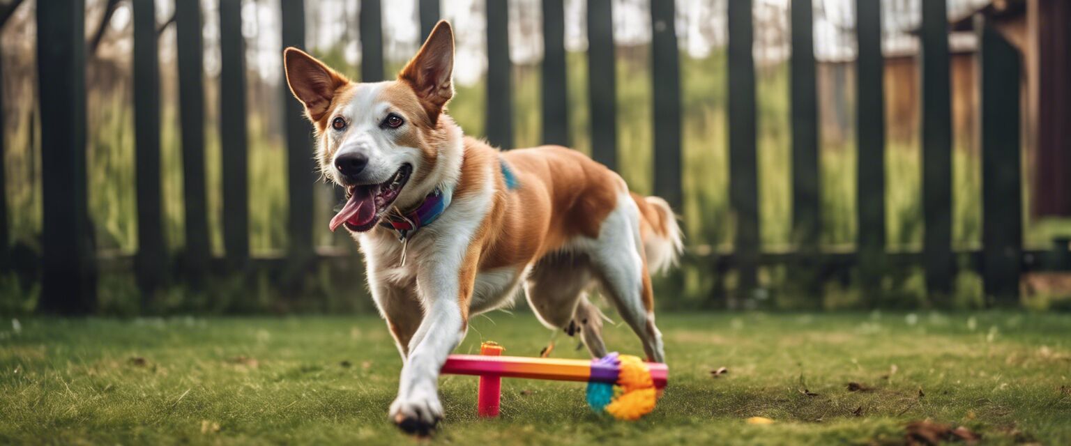 Dog playing with a chew toy