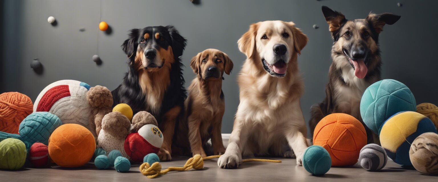 Collection of various dog toys