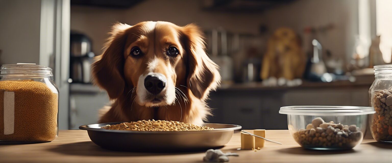 Dog eating from a bowl