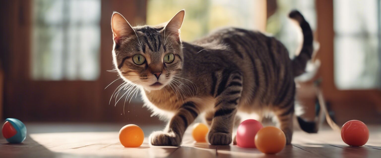 Cat playing with interactive toys